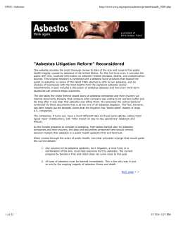 "Asbestos Litigation Reform" Reconsidered