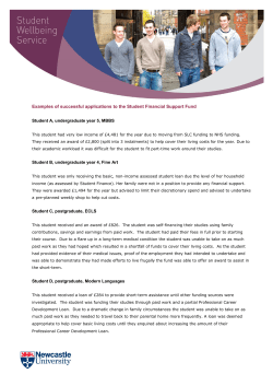 Examples of successful applications to the Student Financial