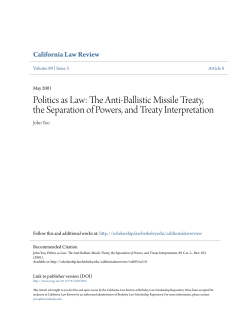 Politics as Law: The Anti-Ballistic Missile Treaty, the Separation of
