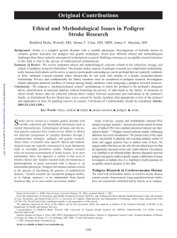 Ethical and Methodological Issues in Pedigree Stroke Research