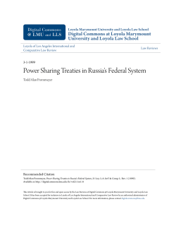 Power Sharing Treaties in Russia`s Federal System