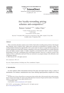 Are loyalty-rewarding pricing schemes anti-competitive? - IAE-CSIC