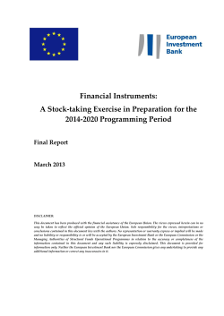 Financial Instruments: A Stock-taking Exercise in Preparation for the
