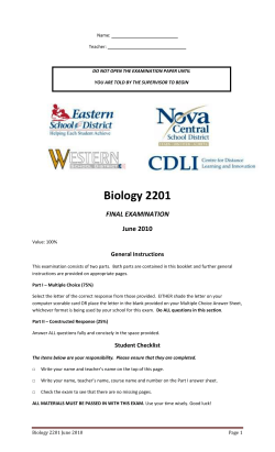 Biology 2201 June 2010