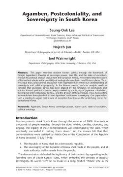 Agamben, Postcoloniality, and Sovereignty in South Korea