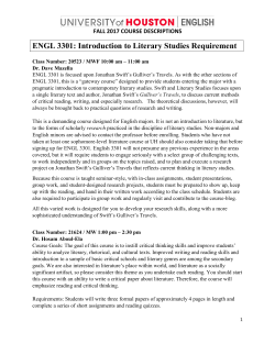 ENGL 3301: Introduction to Literary Studies Requirement