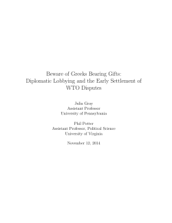 Beware of Greeks Bearing Gifts: Diplomatic Lobbying and the Early