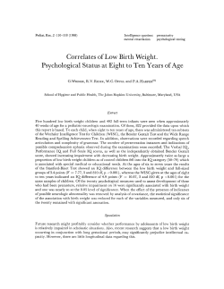 Correlates of Low Birth Weight. Psychological Status at Eight to Ten