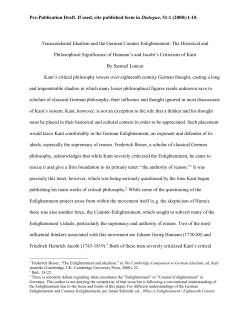 Transcendental Idealism and the German Counter