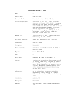 President George W. Bush Timeline