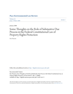 Some Thoughts on the Role of Substantive Due Process in the