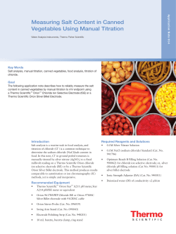 Application Note: Measuring Salt Content in Canned Vegetables