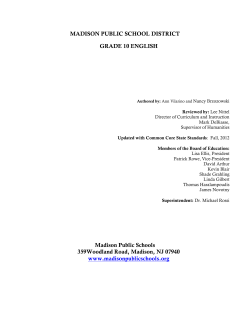 English 10 - Madison Public Schools