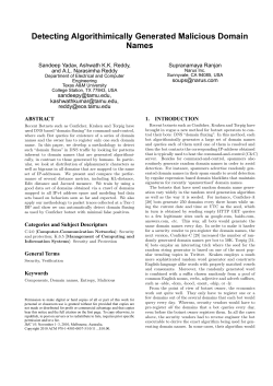 Detecting Algorithimically Generated Malicious Domain Names