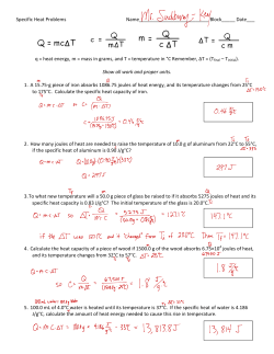 Specific Heat Problems Name__________________________