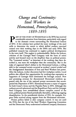 Change and Continuity: Steel Workers in Homestead, Pennsylvania