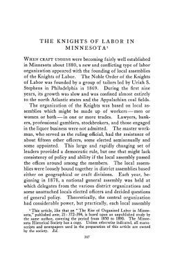 The Knights of Labor in Minnesota.