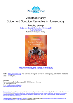 Jonathan Hardy Spider and Scorpion Remedies in Homeopathy