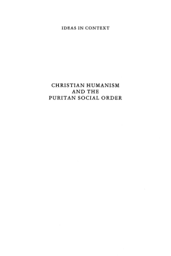 christian humanism and the puritan social order