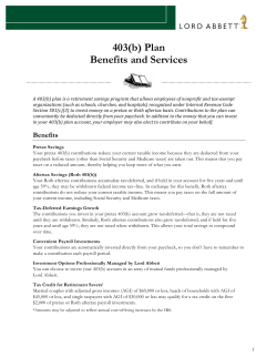 403(b) Plan Benefits and Services
