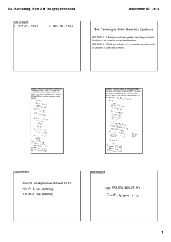 9-4 (Factoring) Part 2 H (taught).notebook