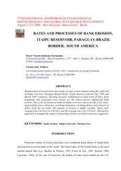 rates and processes of bank erosion, itaipu reservoir, paraguay