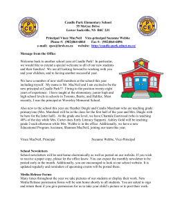 Caudle Park Elementary School 35 McGee Drive Lower Sackville