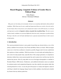 Biased Blogging: Linguistic Evidence of Gender