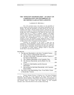 the &ldquo;innocent shareholder&rdquo;: an essay on compensation and