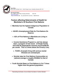 Factors affecting Determinants of Health for Manitoba`s 32 Southern