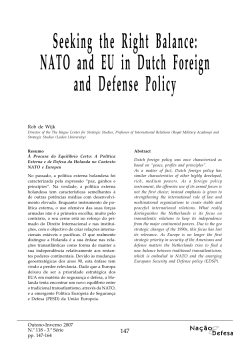 Seeking the Right Balance: NATO and EU in Dutch Foreign and