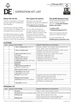 expedition kit list - Liverpool Blue Coat School