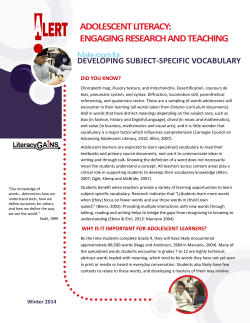 adolescent literacy: engaging research and teaching