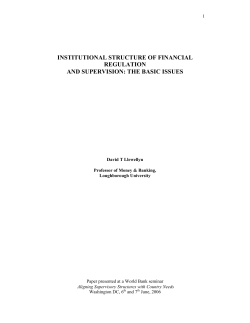 institutional structure of financial regulation and supervision