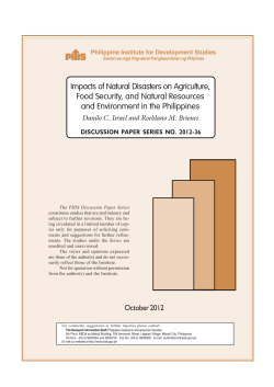 Impacts of Natural Disasters on Agriculture, Food Security, and