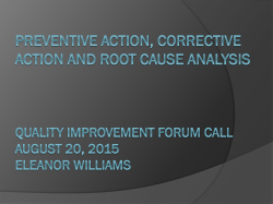 Preventive Action / Corrective Action / Root Cause Analysis Training