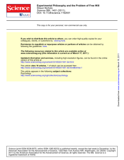 Experimental Philosophy and the Problem of Free Will