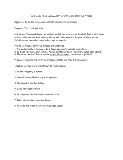 Grammar Mini-Lesson #17: Infinitives and Infinitive Phrases