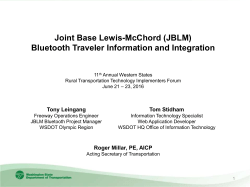Joint Base Lewis-McChord (JBLM) Bluetooth Traveler Information and