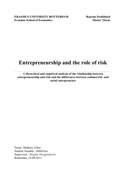 Entrepreneurship and the role of risk