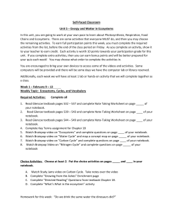Self-Paced Classroom Unit 5 &ndash; Energy and Matter in Ecosystems In