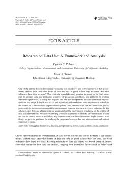 FOCUS ARTICLE Research on Data Use: A Framework and Analysis