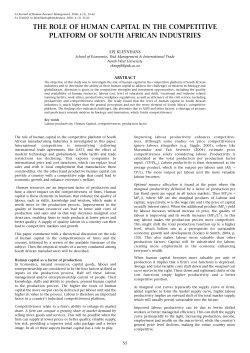 the role of human capital in the competitive platform of south african