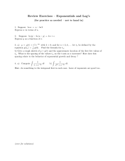 Review Exercises &ndash; Exponentials and Log`s