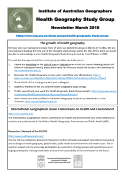 Health Geography Study Group - Institute of Australian Geographers