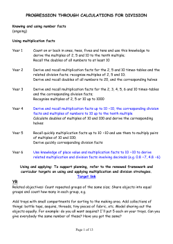 PROGRESSION THROUGH CALCULATIONS FOR DIVISION YR