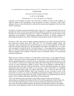 ASTRONOMY Research on the movements of Uranus by Mr. U.