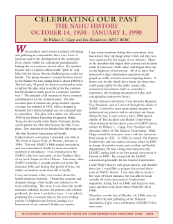The History of NAHU from October 14, 1930 to January 1, 1990
