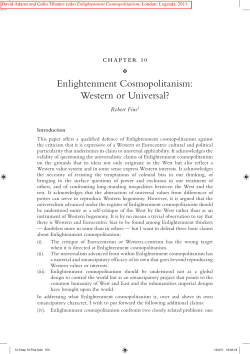Enlightenment Cosmopolitanism: Western or Universal?