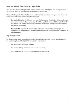 Active and Adaptive Case-Finding in a Rural Setting This case study